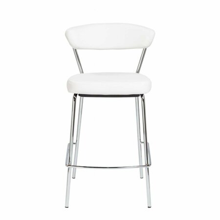HOMEROOTS Taper Faux Leather Counter Stools, White - Set of 2 400588